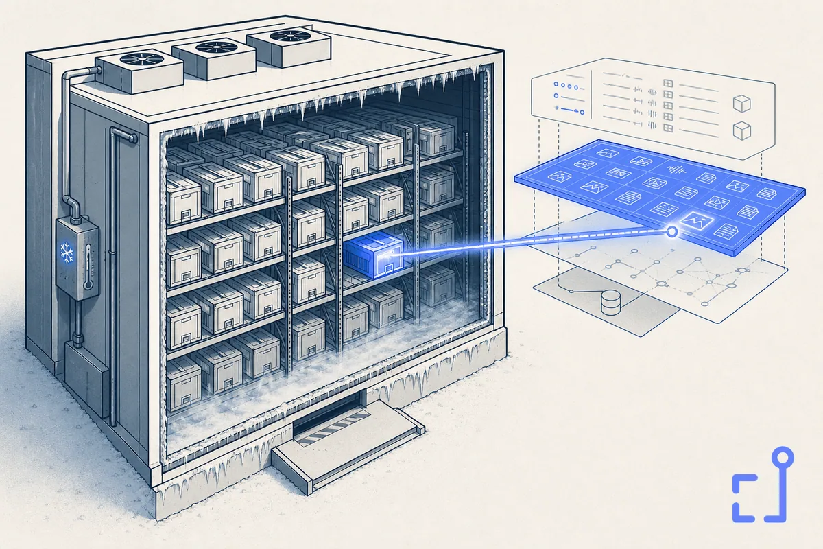 Cold storage you can't search is a filing cabinet in a warehouse