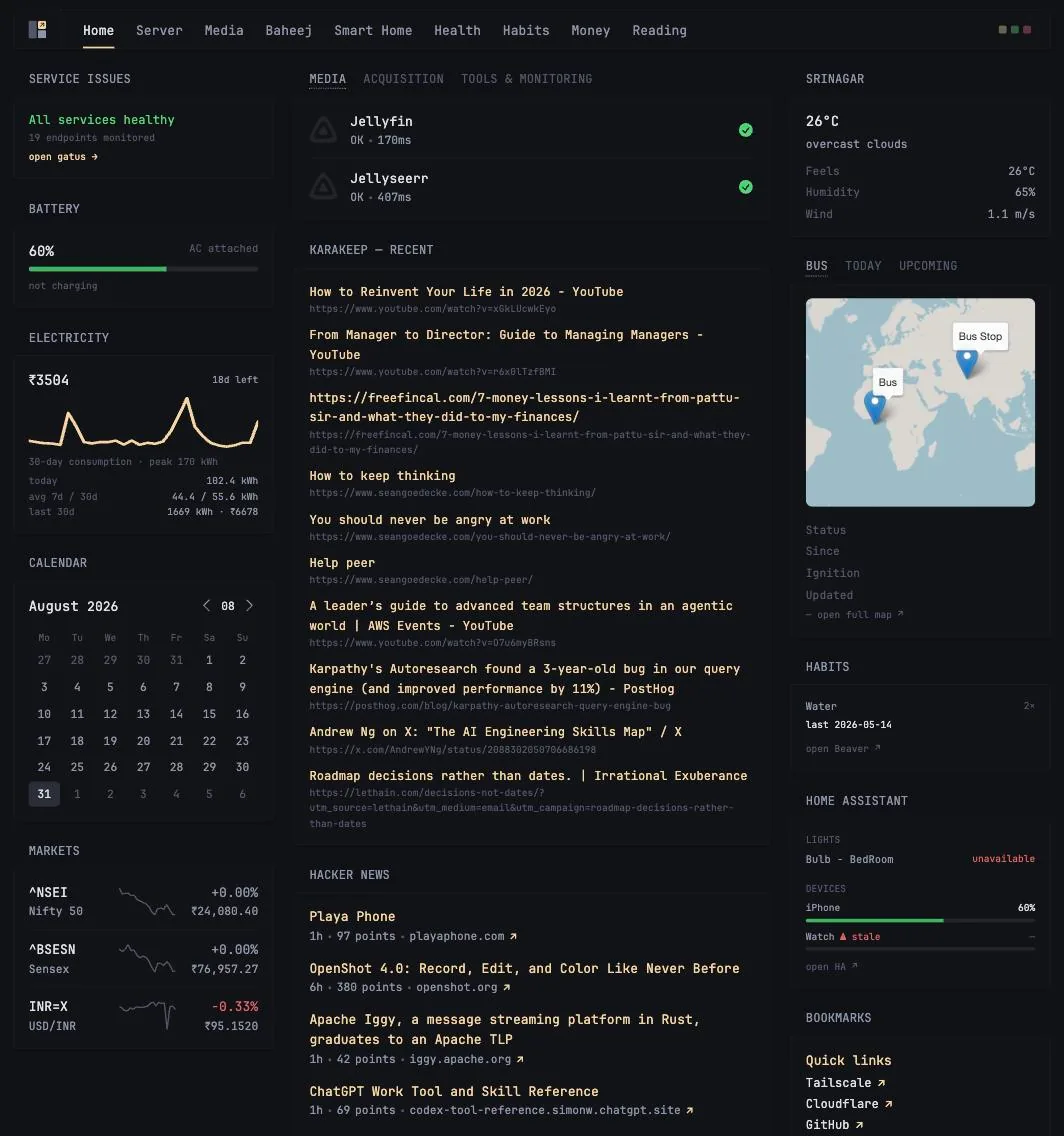 home.skippednote.dev: Glance